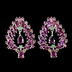 Pear Rhodolite Emerald Sapphire Gemstone 925 Sterling Silver Jewelry Earrings