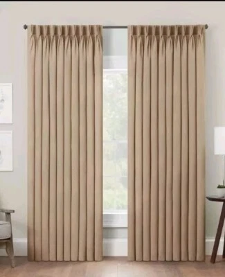 Panel de cortina filtrante de luz plisado de 5 pulgadas Serendipity 95"x25" lino - Waverly Foto 1 de 2