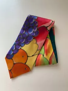 Corbata de seda de frutas tropicales pintada a mano por The Dancing Silk Co - Imagen 1 de 5