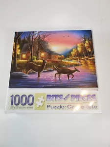 Puzzle 1000 pezzi marca Bits & Pieces - Attraversamento del fiume - Cervo - NUOVO - Foto 1 di 4