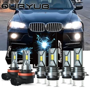 For BMW X5 2007-2013 LED Headlight Hi/Low Beam Fog Light Bulbs 6000K White Combo - Foto 1 di 14