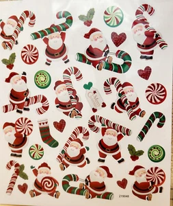 Weihnachtsmann mit Zuckerstangen Weihnachten Glitzer 31 Feiertage Aufkleber, BRANDNEU - Bild 1 von 4