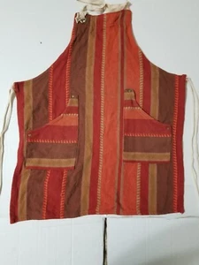 Envogue International 100% Cotton Orange And Brown Apron With Ties - Picture 1 of 5