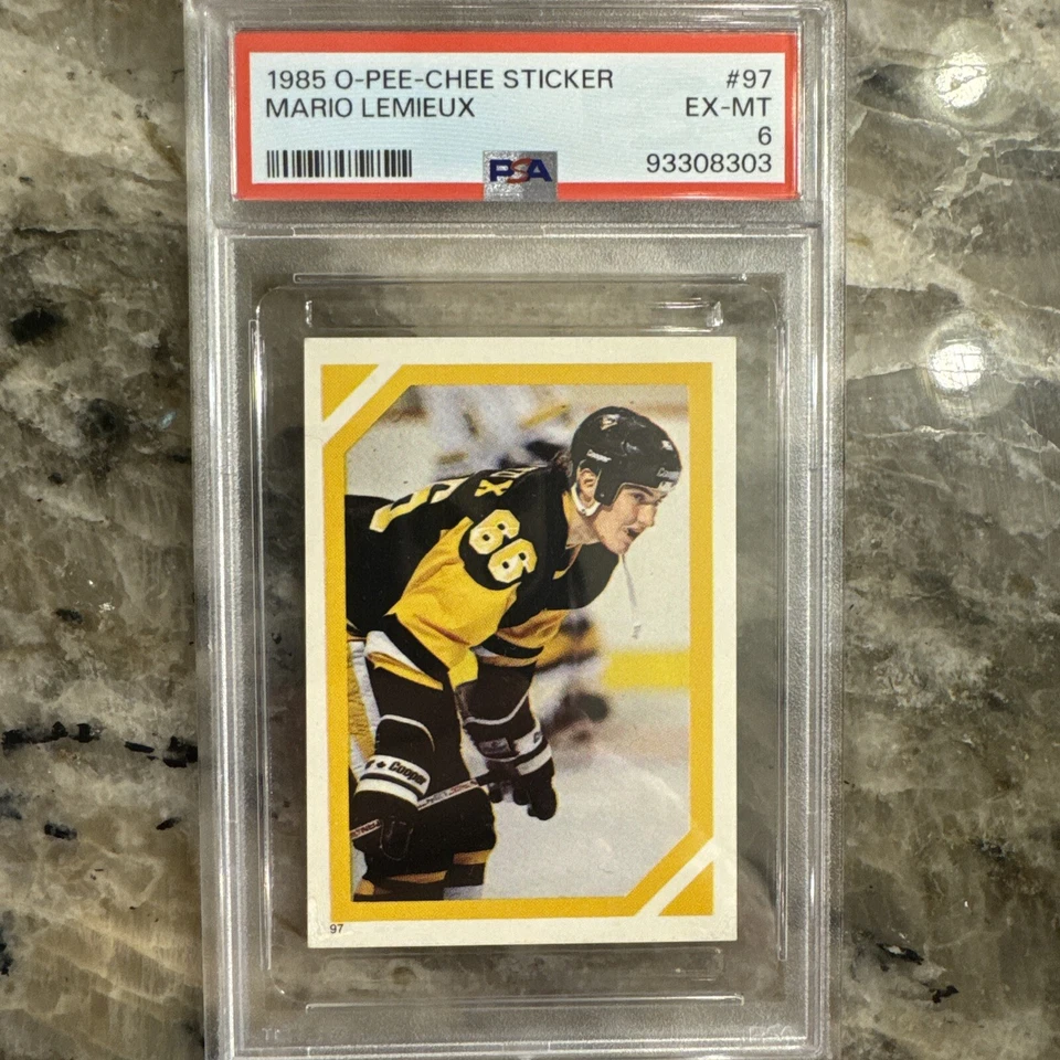 MARIO LEMIEUX RC 1985-86 O-PEE-CHEE STICKERS 85-86 NO 97 PSA 6 - Image 1 of 2