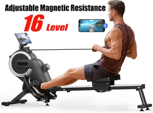 Magnetisches Rudergerät Bluetooth 16 Widerstandsstufen für Zuhause Schwarz DE - Bild 1 von 14