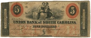 1859 Union Bank of South Carolina Charleston SC $5 No.134 (L0900) - Picture 1 of 2