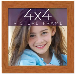 4x4 In Honey Brown Real Wood Picture Frame Width 0.75 inches | Interior Frame De - Picture 1 of 9