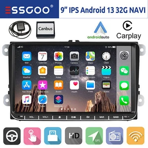 Autoradio 2DIN Android 13 Carplay GPS WiFi RDS Per VW GOLF 5 6 Polo 6R Touran T5 - Foto 1 di 15