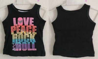 Trägershirt Mädchen Shirt Rundhals Aufschrift schwarz 100% Baumwolle Gr.50/56 - Bild 1 von 3