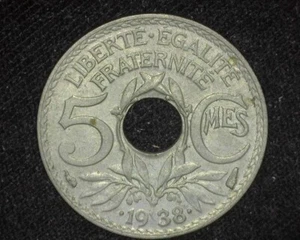 FRANCE 1938 FIVE CENTIMES KM875a UNCIRCULATED ~E27 - Picture 1 of 2