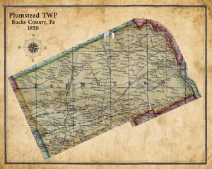 1850 Map of Plumstead Township Bucks County Pennsylvania - Bild 1 von 4