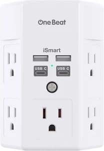 5 Outlet Extender Surge Protector Multi Plug Wall Adapter USB Charger Ports with - Picture 1 of 7