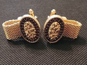 Boutons De Manchette Vintage Années 70 - Or Vert Enroulable Dante 81917a - Occasion Bon état