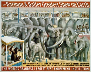 Barnum Bailey 1895e Elefanten Zirkus Poster Druck 17 x 11 Giclée-Druck - Bild 1 von 1