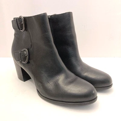 Born Ondine Double Buckle Bootie Boot Womens 11 EU 43 Black Leather Side Zip - Image 1 of 4