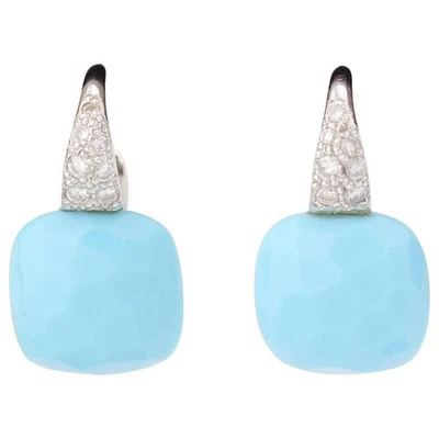 Pendientes Pomellato Capri Turquesa Diamante Oro Blanco 18k Foto 1 de 4