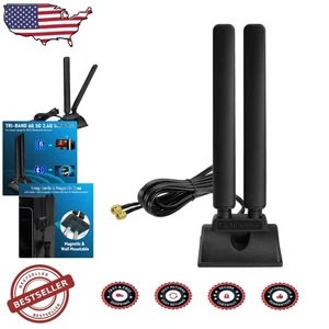 WiFi 6E Antenne: Tri-Band 2,4/5/6 GHz, RP-SMA, Magnetfuß, 150 Fuß Reichweite - Bild 1 von 11