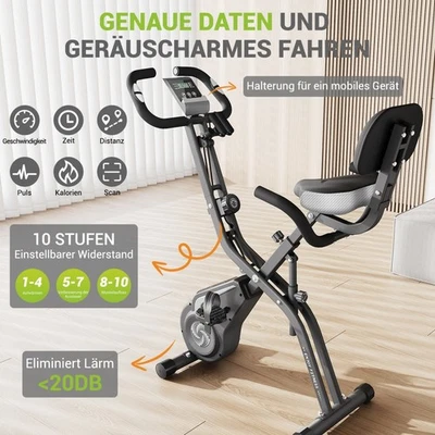 MARKENLOS Indoor Cycling Bike Trainer Home Gym Fahrradtrainer Klappbar Fitnessfahrrad Grau