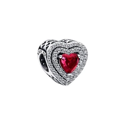 Pandora 799218C02 Charm Damen Funkelndes Mehrstufiges Rotes Herz Sterling-Silber - Bild 1 von 4
