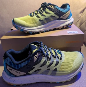 Merrell Antora 3 Women’s Trail Running Shoes UK 4 EU 37 Celery/Blue Vibram Sole - Picture 1 of 9
