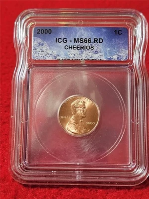 2000 Lincoln Memorial Cent  ICG MS 66RD      CHEERIOS                     #T5335 - Image 1 of 2