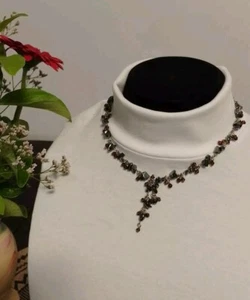 SALE. Rhodonite necklace with clusters of stones & glass beads. With Gift Box - Picture 1 of 5