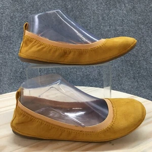 Ollio Shoes Womens 7 Casual Comfort Slip On Ballet Flats Yellow Faux Suede - Picture 1 of 17