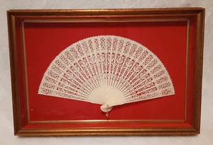 Antique Folding Hand Fan in Shadow Box with Brief Family History on the Back - Picture 1 of 13