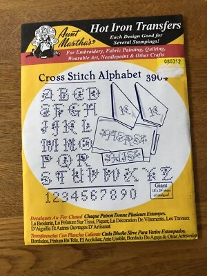 Aunt Martha’s Hot Iron Transfers Cross Stitch Alphabet #3904 New Embroidery - Image 1 of 4