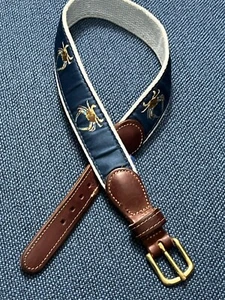 J. Bailey clothing for young men Crab Blue/Brown Leather Belt size medium - Picture 1 of 6