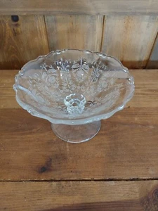 Heisey Glass Waverly Etched Orchid  6 1/4" Compote Jelly Footed Candy Dish - Picture 1 of 8