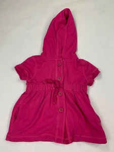 Gap Kids Pink Hooded Button Down Tie Waist Sweatshirt Cardigan 6 7 - Picture 1 of 3