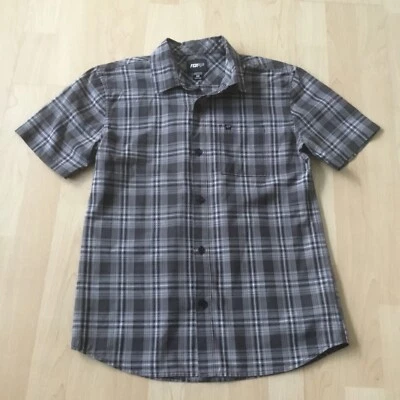 Fox Youth Boys Size M(10/12) Button Up Shirt Gray Plaid Pocket Short Sleeves - Image 1 of 4