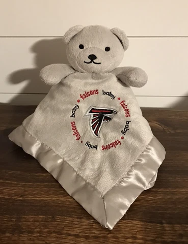 Atlanta Falcons NFL Baby Security Bear Blanket  13” Gray Lovey Satin Trim Cover