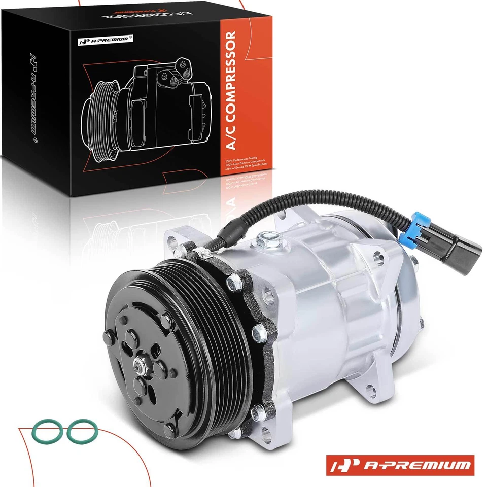 A-Premium AC Compressor w/Clutch for Chevy C60 Kodiak GMC C6000 Topkick 94-98 00 - Image 1 of 4