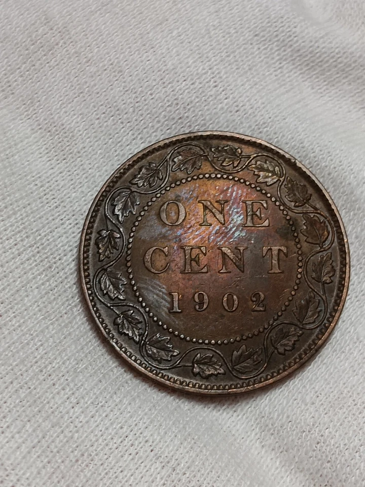 👉1902 Rainbow  Toned  RB Canada One Cent - MS Choice  A/8 - Image 1 of 4