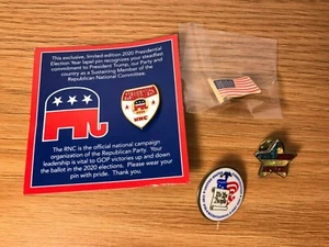 RNC 2020 ELECCIONES PRESIDENCIALES AÑO Y 3 ALFILERES SOLAPA PATRIÓTICA MÁS: REPUBLICANO  - Imagen 1 de 4