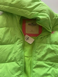 Hollister Girl Neon Green Puffer Vest Large NWT - Picture 1 of 8