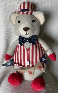 Patriotic Uncle Sam USA Bear Plush decor stars stripes red white blue 14” - Picture 1 of 7