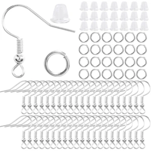 300Pcs Earrings Set Hypoallergenic Earring Hooks Jump Rings Clear Rubber Earring - Picture 1 of 16