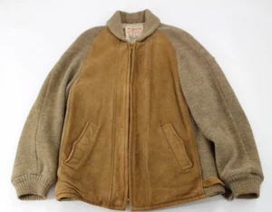 Vintage 50s McGregor Dupont Quilon Suede & Wool Jacket Conmatic Full Zip Mens 38 - Picture 1 of 11