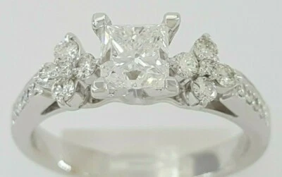 Princess Cut Diamond Engagement Ring 1.30 ct 18K White Gold D/VS2 Rtl $10,000 - Image 1 of 4