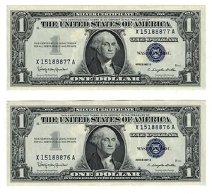 ** 1957 B $1 ONE DOLLAR SIL. CERTIFICATE CONSE. # GEM/ONE SINGLE NOTE FR-1621 ** - Picture 1 of 2