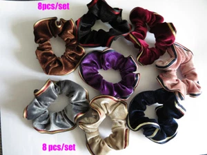 8pc/set of velvet hair scrunchies ponytail holders elastic hair bands elaborated - Picture 1 of 11