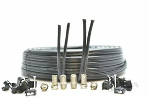 25m Black Twin Satellite Coax Cable Coaxial F Lead For Sky Plus HD 3D TV Freesat - Picture 1 of 10