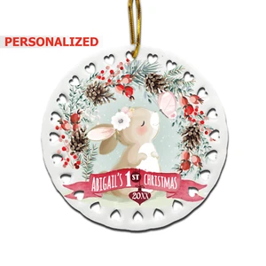 PERSONALIZED-Baby Girl's First Christmas Ornament- Decoration Ornament  - Picture 1 of 3
