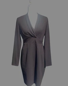 Elie Tahari Women's Size 8 Black Draped V-Neck Long Sleeve Dress - Picture 1 of 16