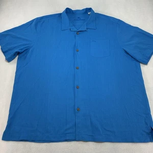 Tommy Bahama Hemd Herren 3XL blau IslandZone Seidenmischung Camp Kragen Knopfleiste - Bild 1 von 10