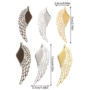10Pcs Angel Wings Pendant Metal Crafts For DIY Headwear Jewelry Making Parts - Picture 1 of 15