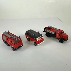 Roco Lot Of 3 Plastic Die-Cast Plastic Fire Rescue Trucks - Picture 1 of 7